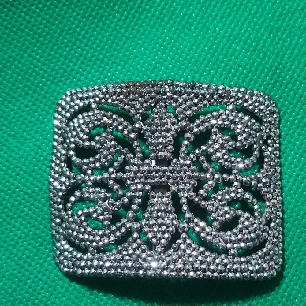 Antique art deco steel cut sash belt buckle for women